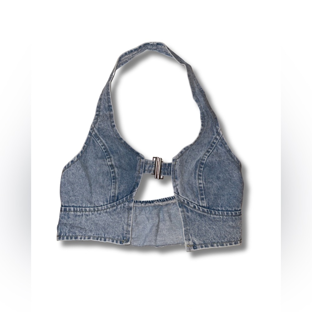 SHEIN Blue Denim Crop Top